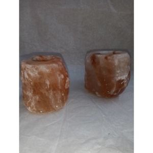 Set of 2 Pink Himalayan Salt Tealight Candle Holder